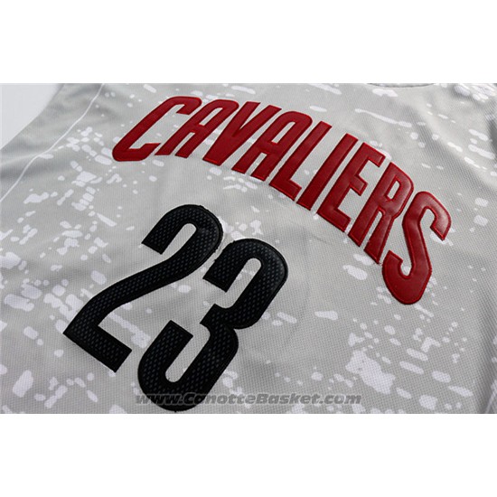 Maglia Luci Della Citta Cleveland Cavaliers LeBron James #23 Grigio